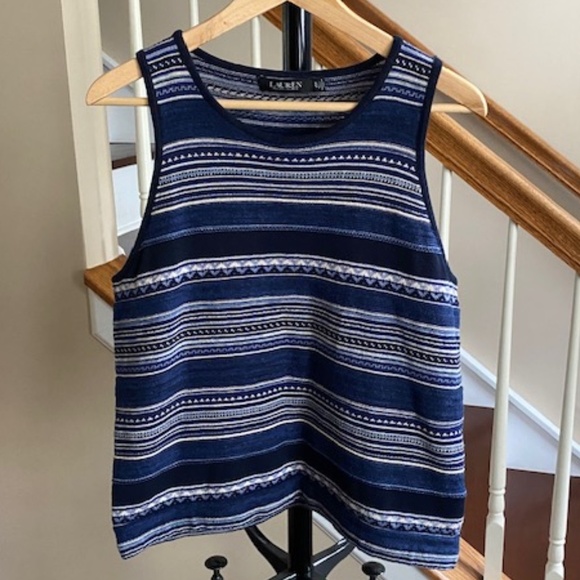 Lauren Ralph Lauren Striped Sleeveless Linen Blend Sweater Size XL - Picture 6 of 14